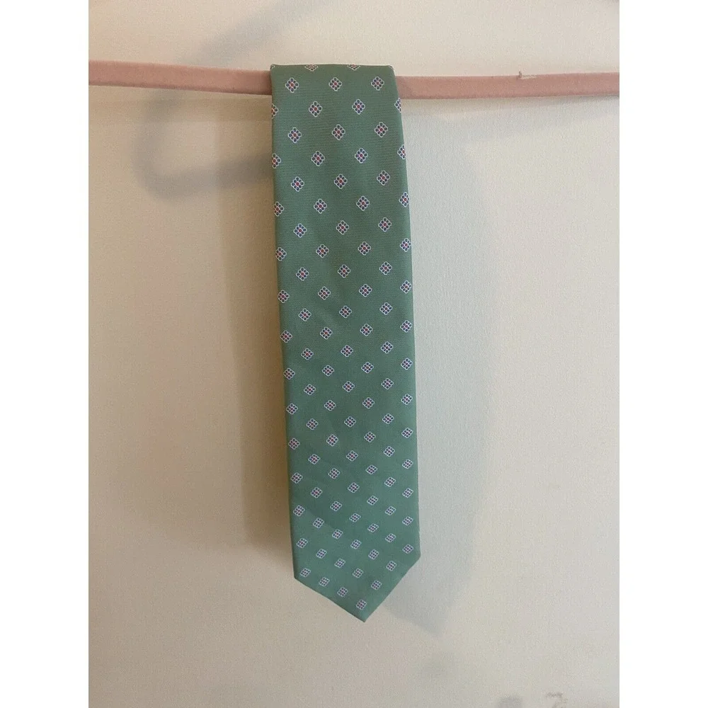 Brooks Brothers Makers Men's Green Floral Silk Necktie Handmade In USA - Picture 2 of 5